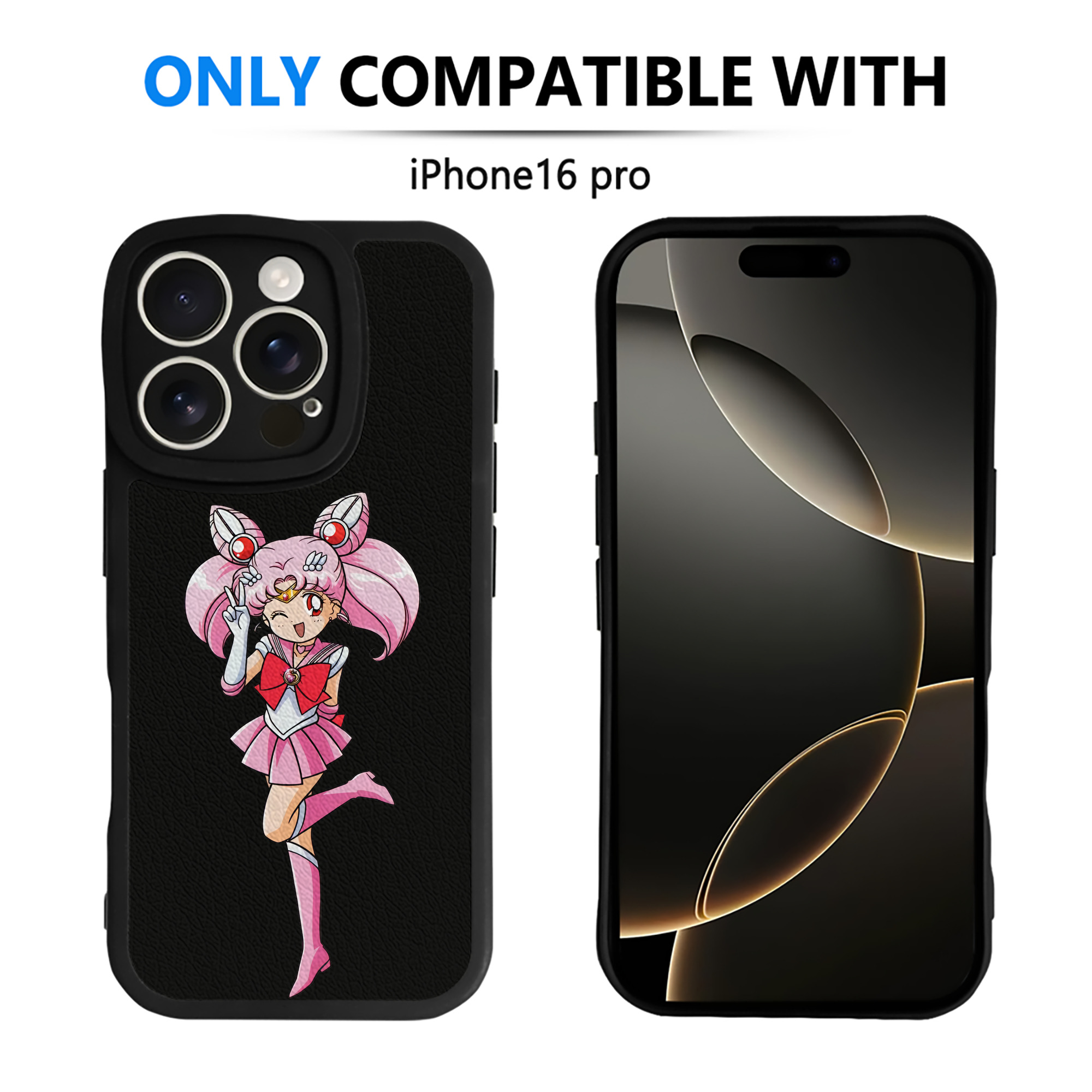 （画像用） 美少女戦士セーラームーン ちびうさ Sailor Moon Chibiusa Tsukino Usagi Small Lady Serenity 【iPhone 16シリーズ対応】シリコンスマホケース（レザー調） 材質：シリコン